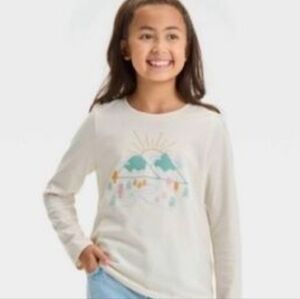 Girls' Long Sleeve Beige T Shirt